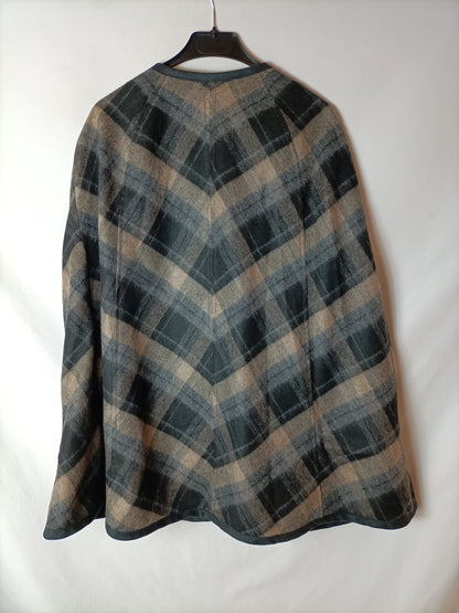 ZARA. Abrigo capa cuadro T.m