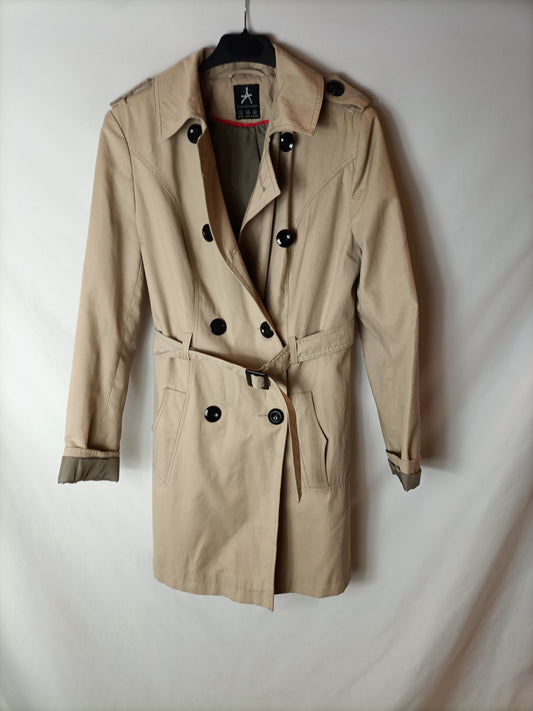 PRIMARK. Gabardina beige cruzada T.40