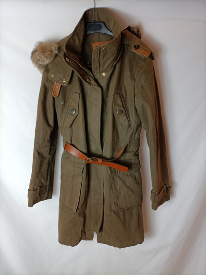 MASSIMO DUTTI. Abrigo tipo Barbour T.36