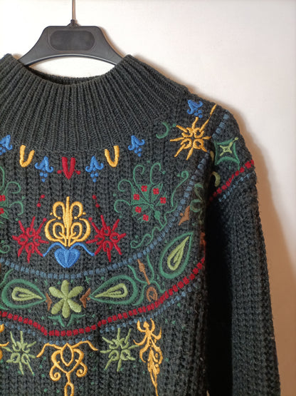 MULAYA. Jersey negro bordado T.s/m