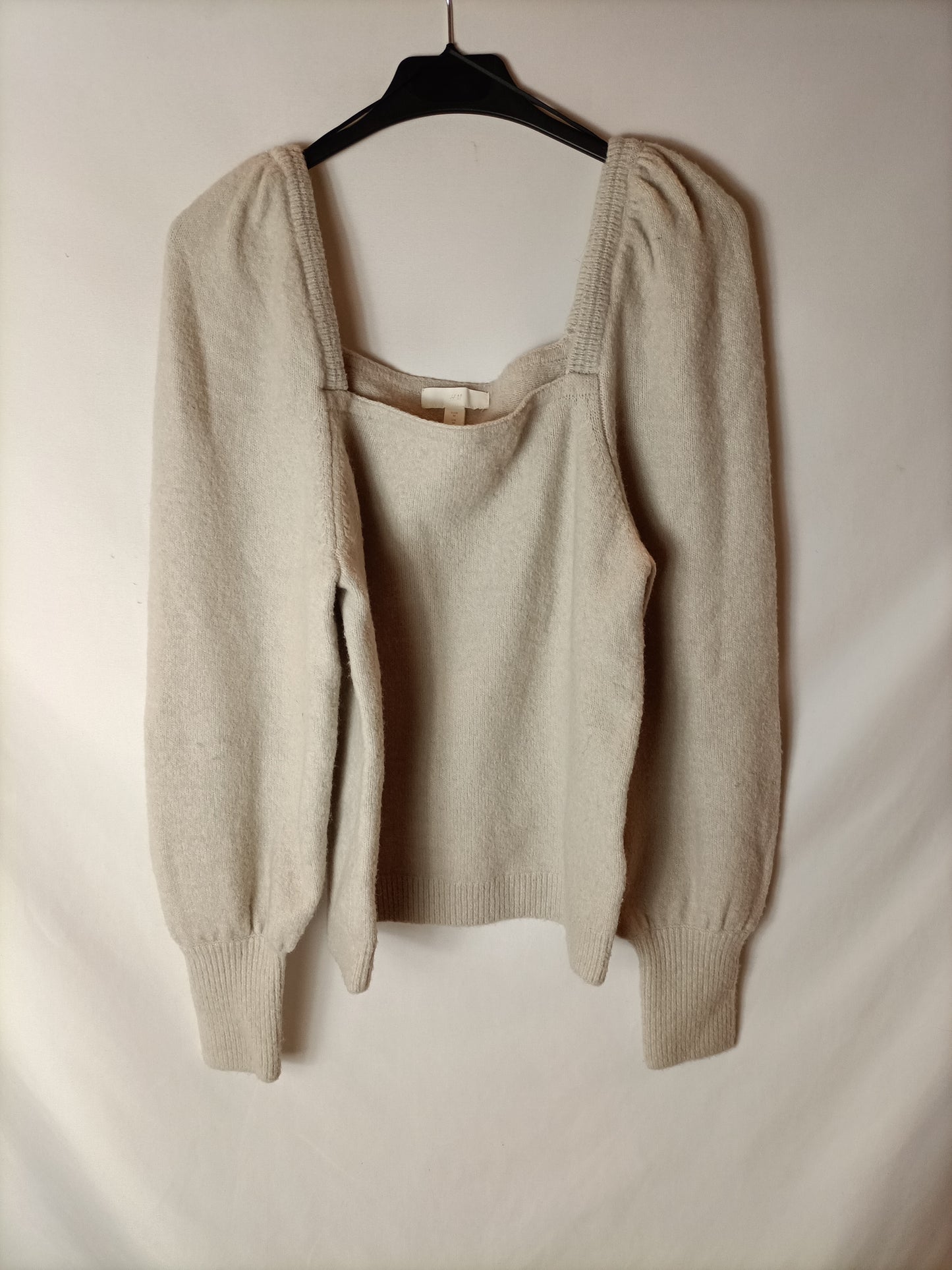 H&M. Jersey beige mangas T.m