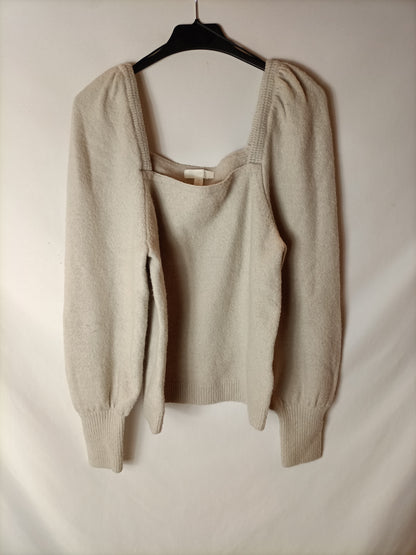 H&M. Jersey beige mangas T.m
