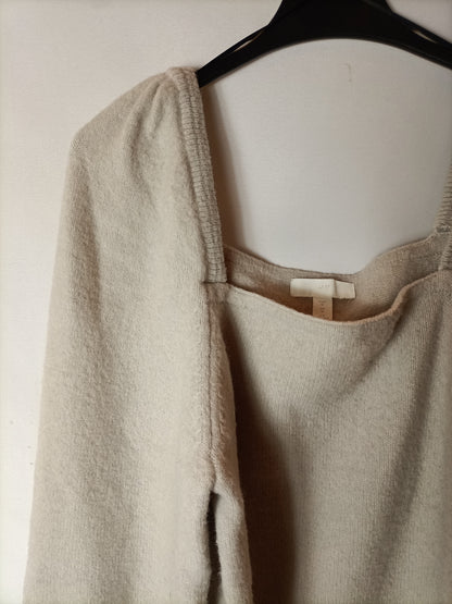 H&M. Jersey beige mangas T.m