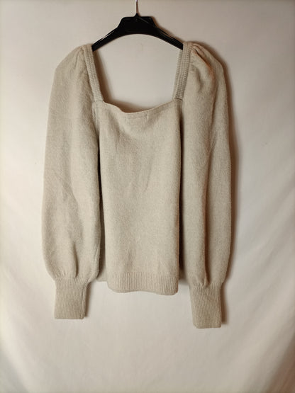 H&M. Jersey beige mangas T.m