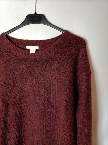 H&M. Jersey burdeos jaspeado T.m