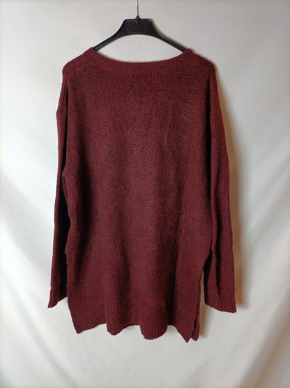 H&M. Jersey burdeos jaspeado T.m