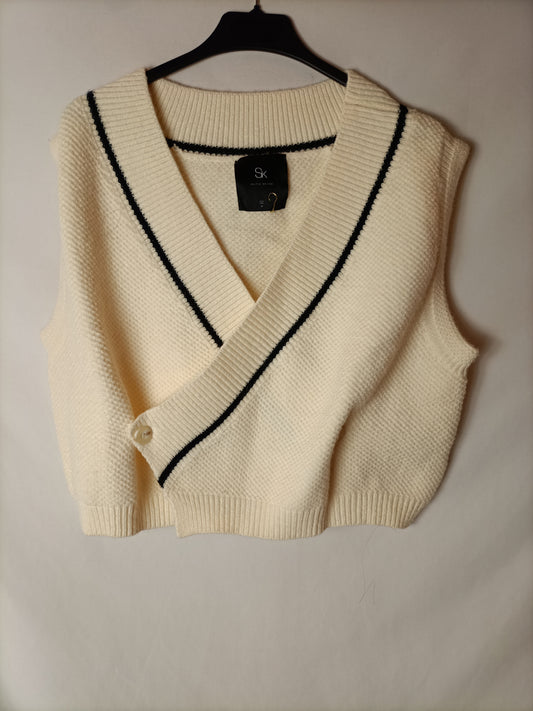 SKATÏE BRAND. Chaleco beige cruzado  T.m