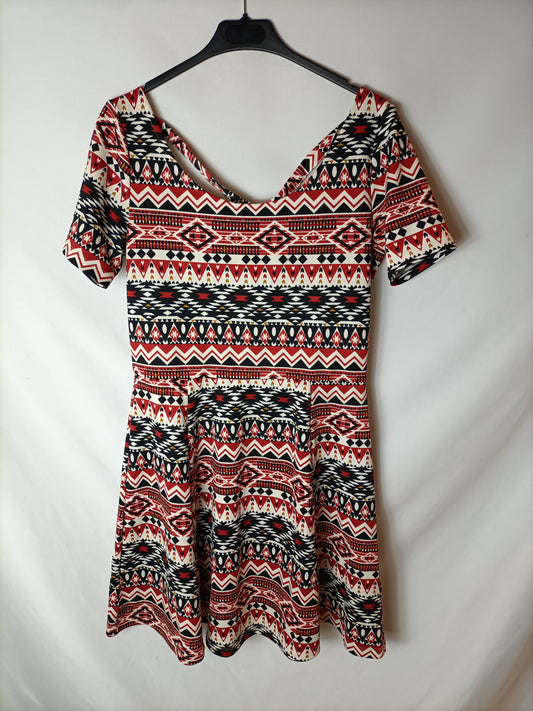 H&M. Vestido corto étnico T.42