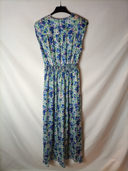 ZARA. Vestido largo Flores T.m
