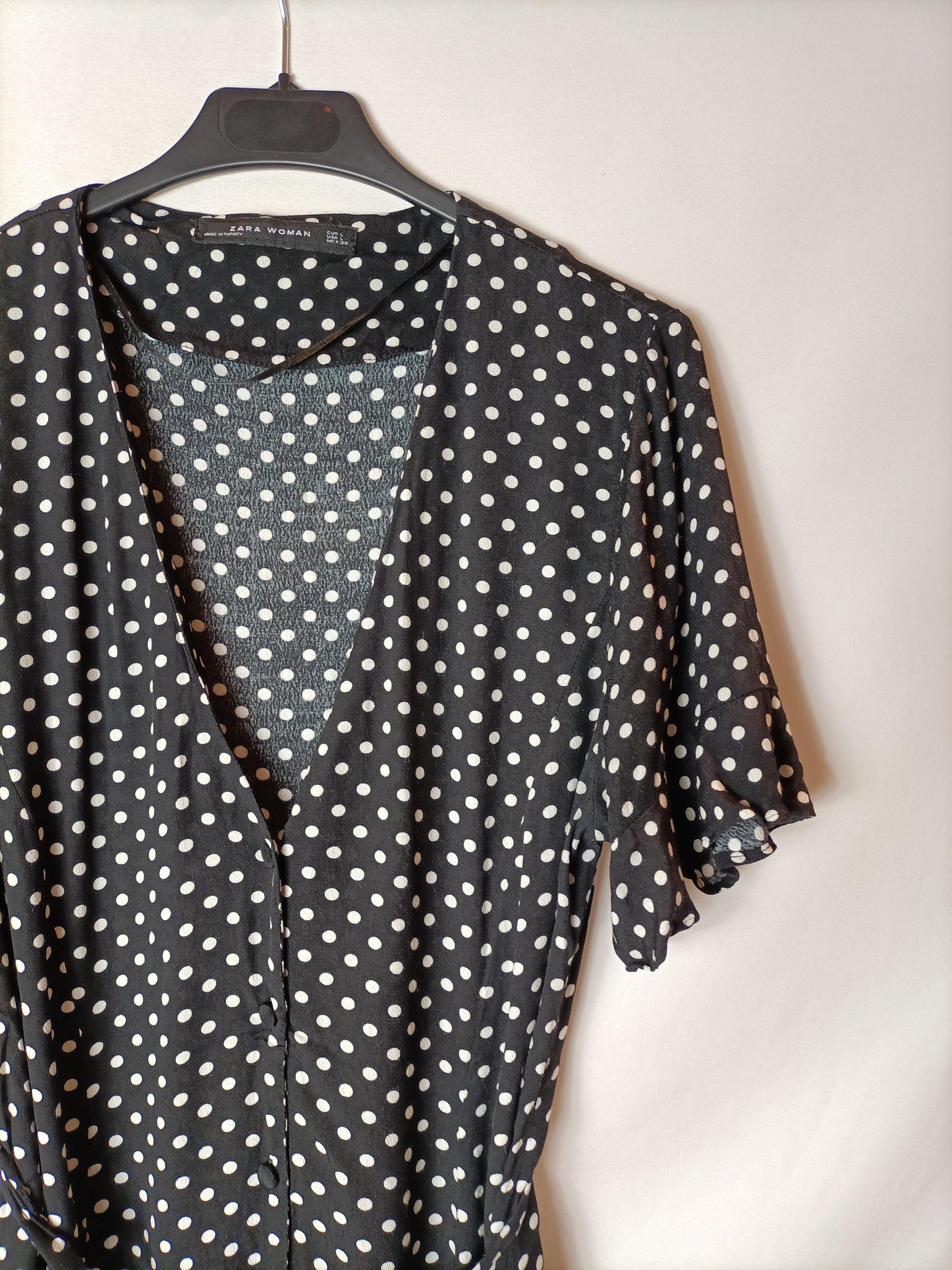 ZARA. Vestido corto Lunares T.l