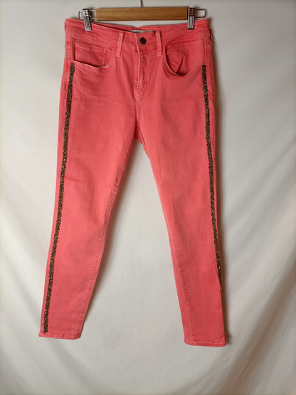 ZARA. Pantalón coral abalorios T.40