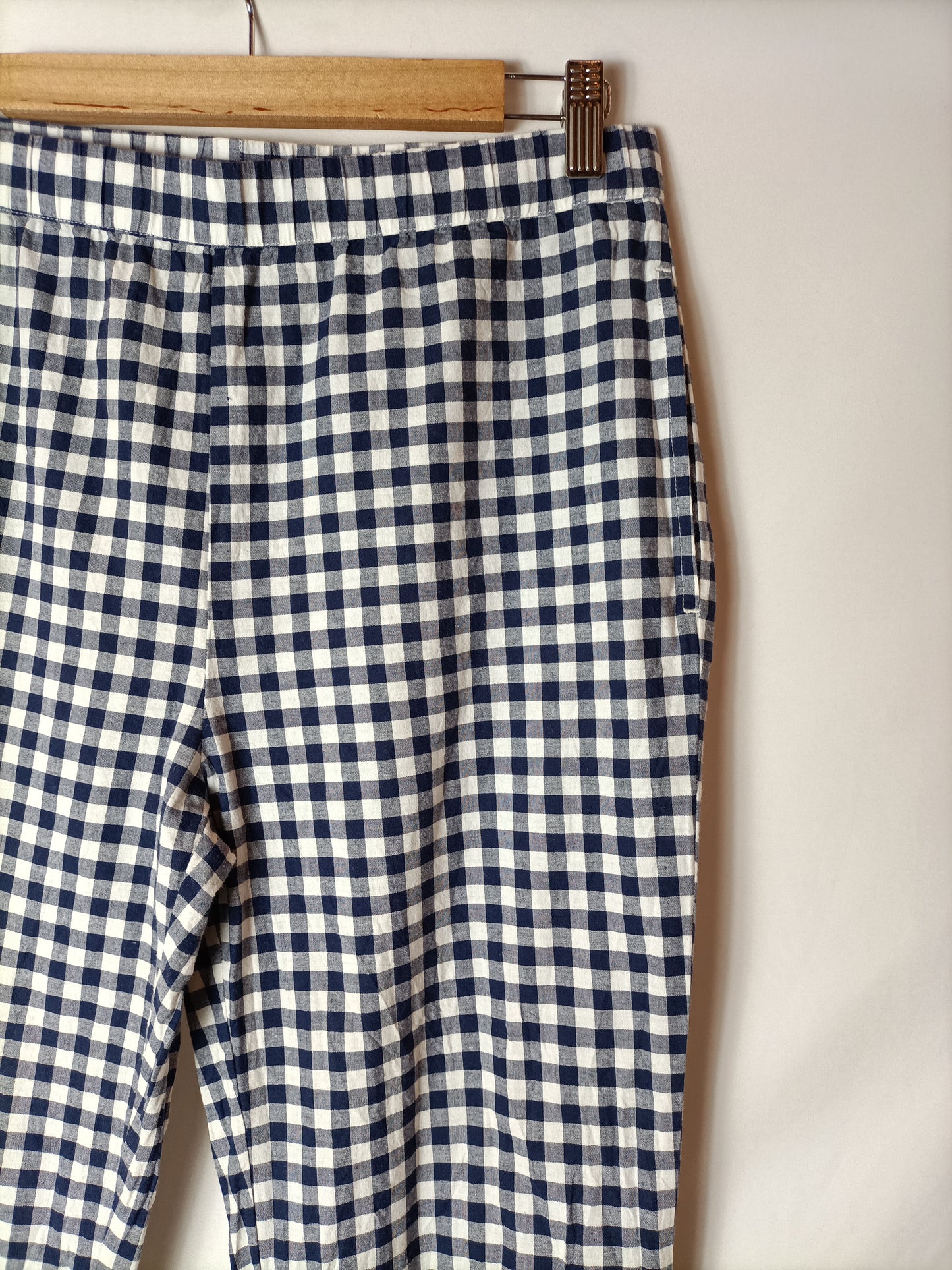 ZARA. Pantalón cuadros Bordado T.m