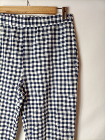 ZARA. Pantalón cuadros Bordado T.m