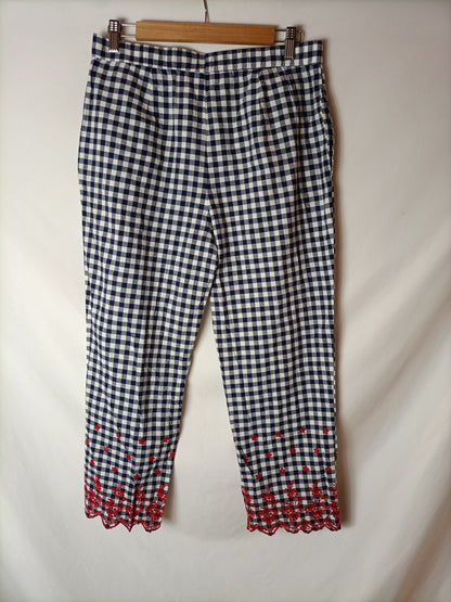 ZARA. Pantalón cuadros Bordado T.m