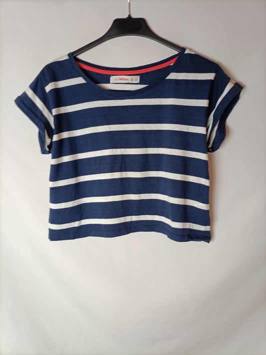 LEFTIES. Camiseta crop rayas T.m