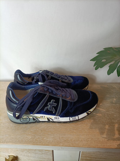 PREMIATA. Zapatillas terciopelo azul. T 40