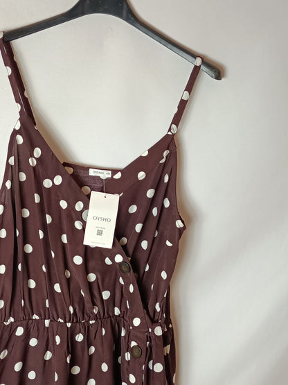 OYSHO. Vestido midi lunares T.m