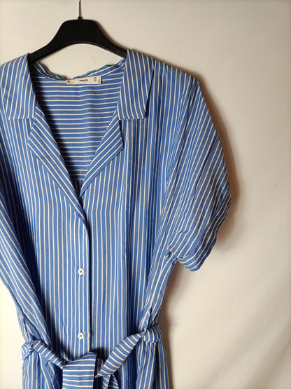 MANGO. Vestido largo rayas camisero T.m