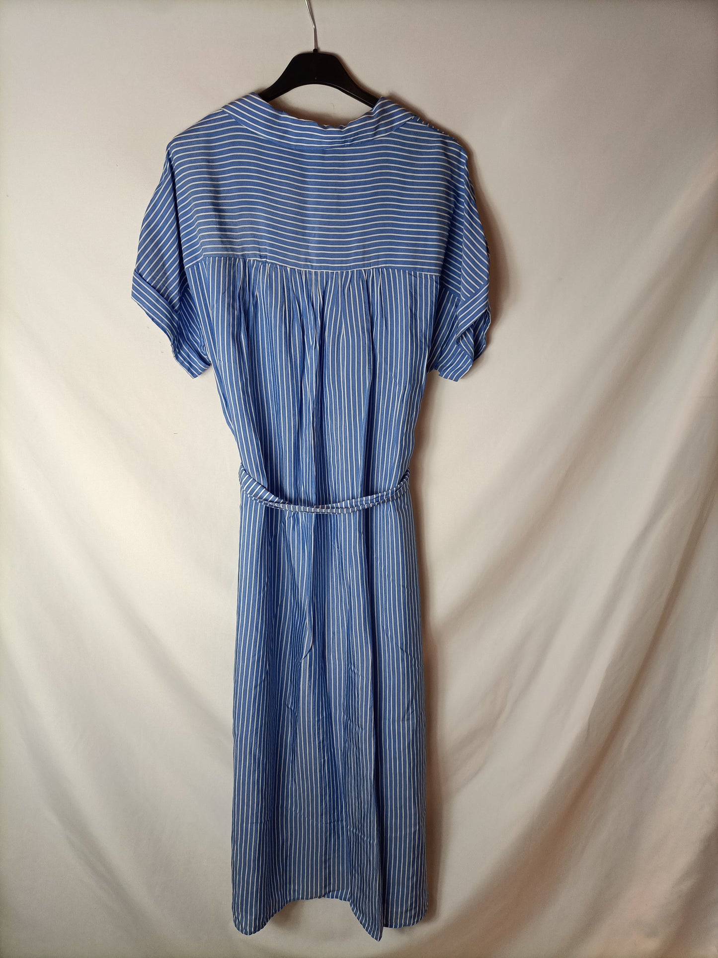 MANGO. Vestido largo rayas camisero T.m