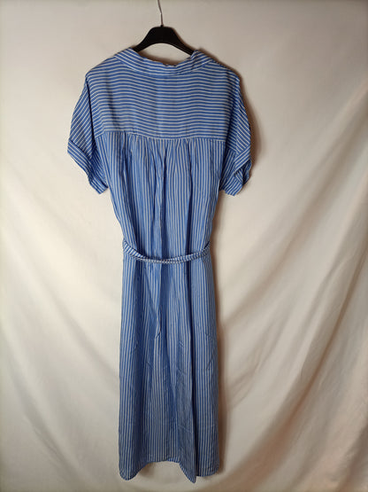 MANGO. Vestido largo rayas camisero T.m