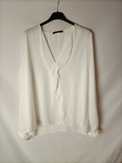 MANGO. Blusa blanca básica T.s