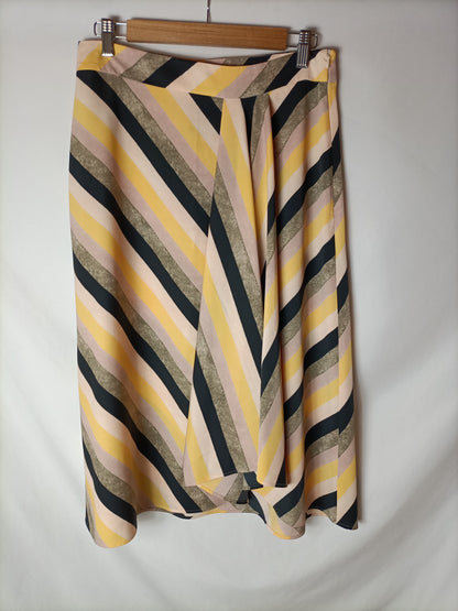 MANGO. Falda midi rayas T.l