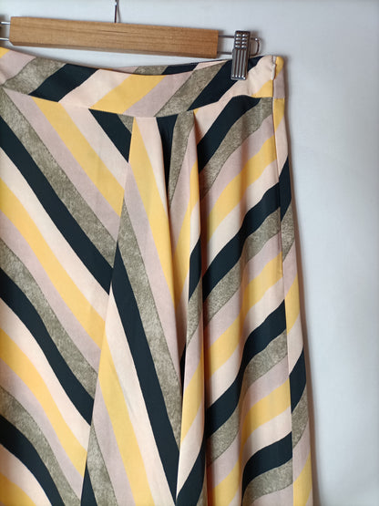 MANGO. Falda midi rayas T.l