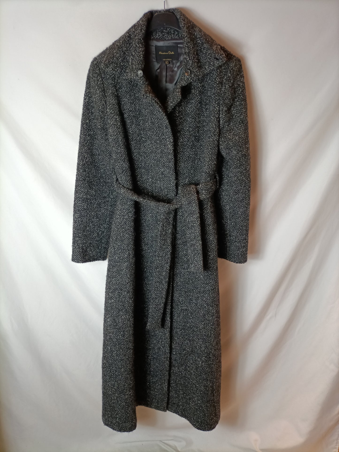 MASSIMO DUTTI. Abrigo jaspeado gris T.40