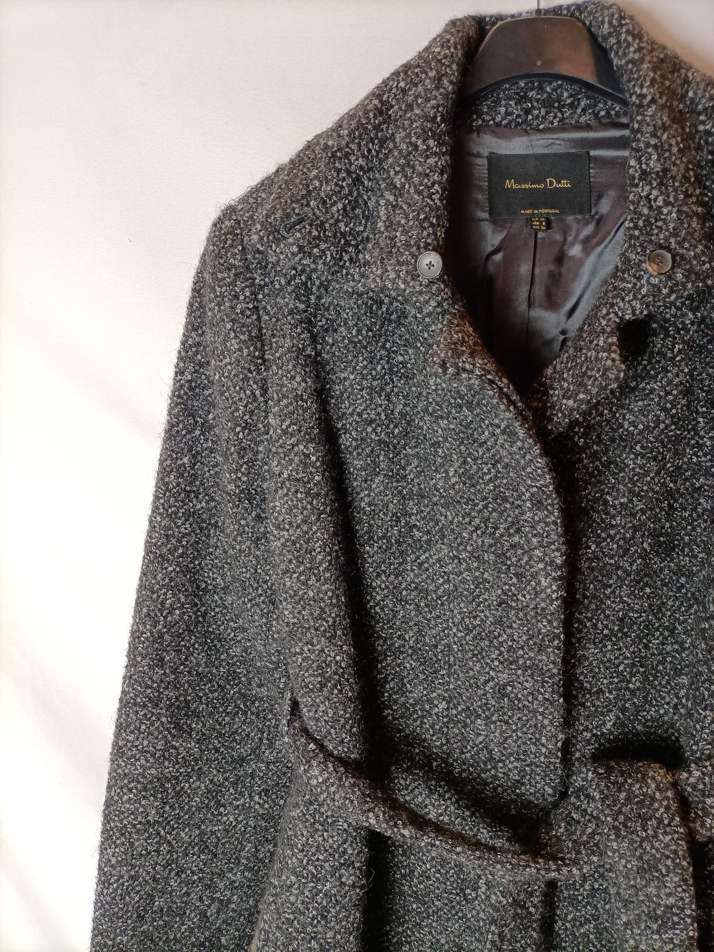 MASSIMO DUTTI. Abrigo jaspeado gris T.40