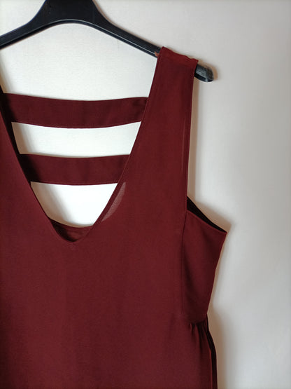 ZARA. Top burdeos semitransparente., T S