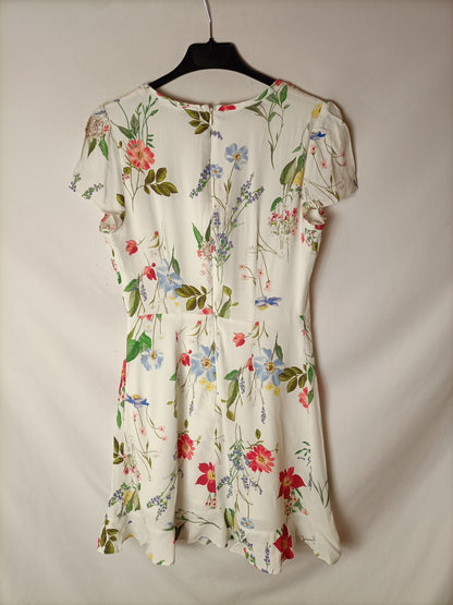 BERSHKA. Vestido corto estampado. T S