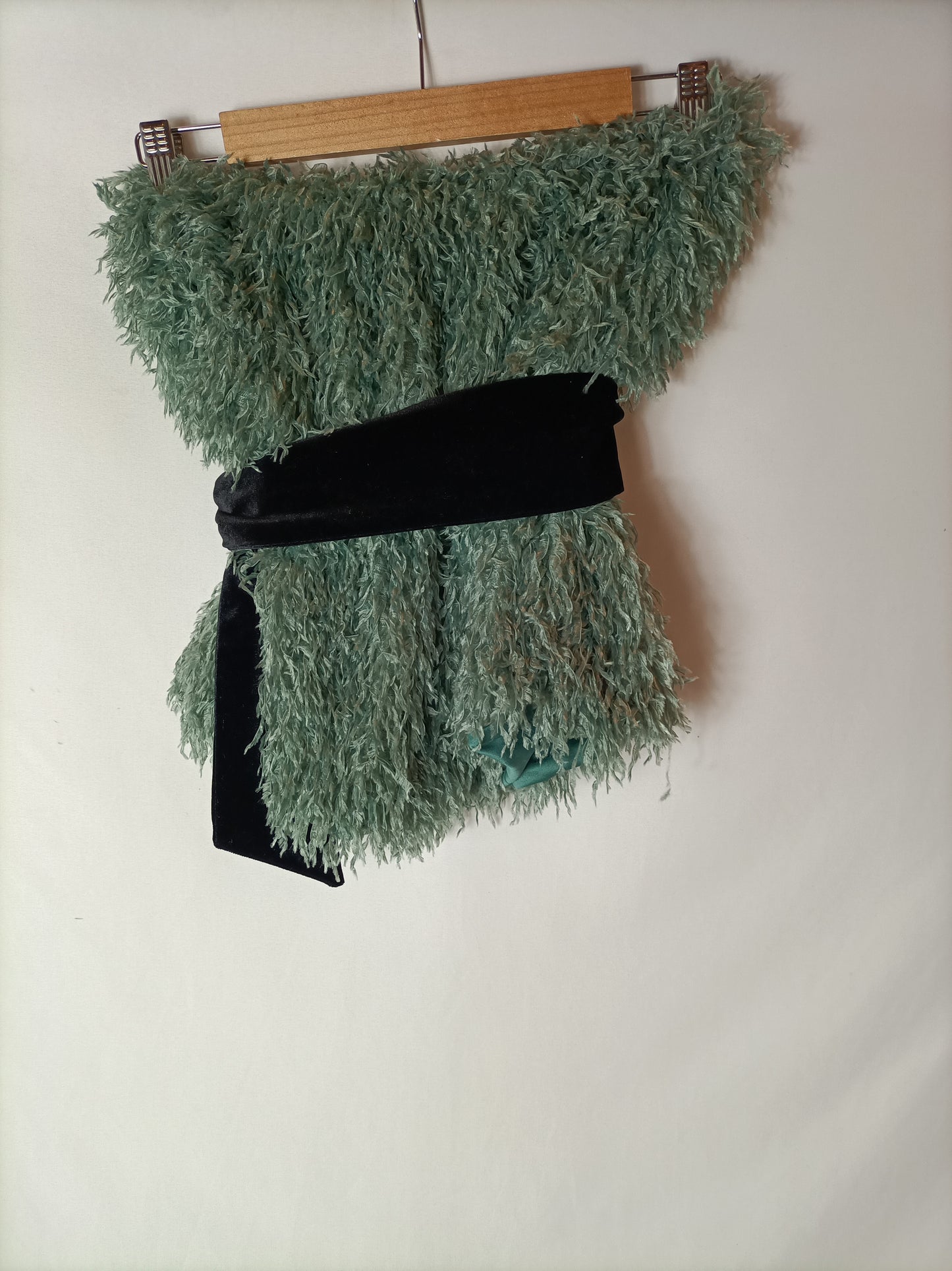 ZARA. Aqua green fringed strapless top. TM