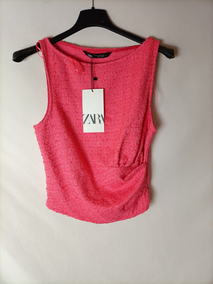 ZARA. Pink tweed top T.xs