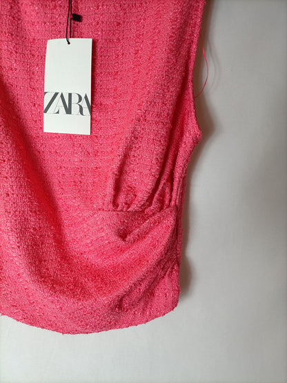 ZARA. Pink tweed top T.xs