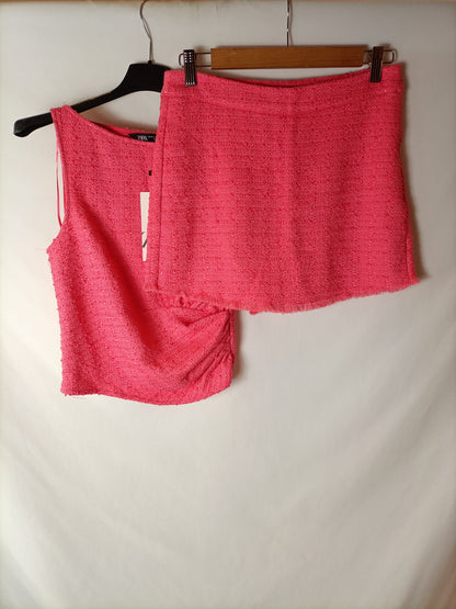 ZARA. Pink tweed top T.xs