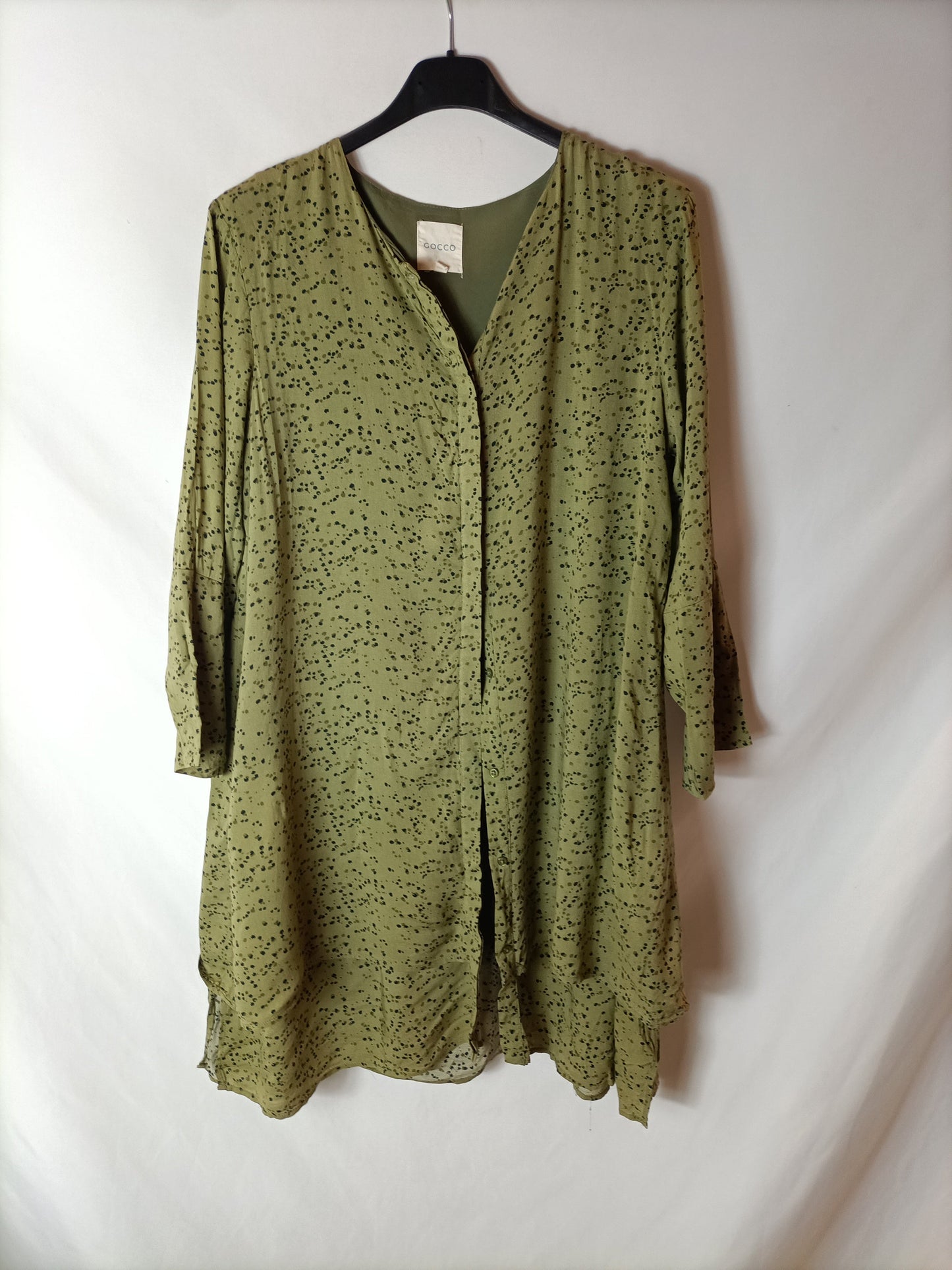 GOCCO. vestido/ chaqueta verde abotonado T.15/16(s)