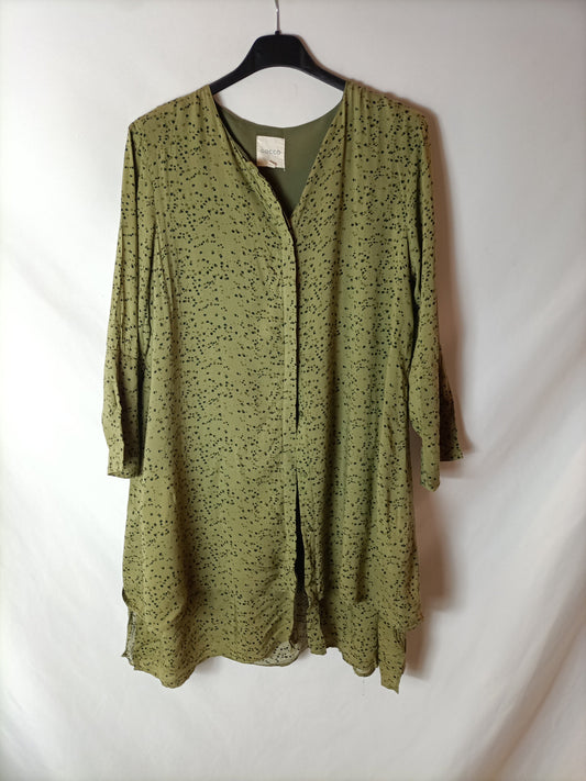 GOCCO. vestido/ chaqueta verde abotonado T.15/16(s)