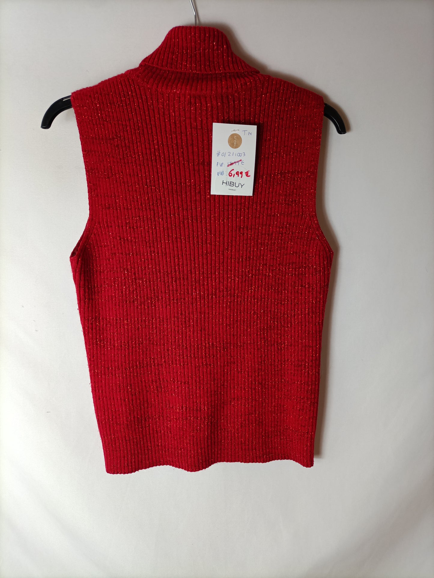 O’CLOCK. Top cuello vuelto rojo hilos T.m