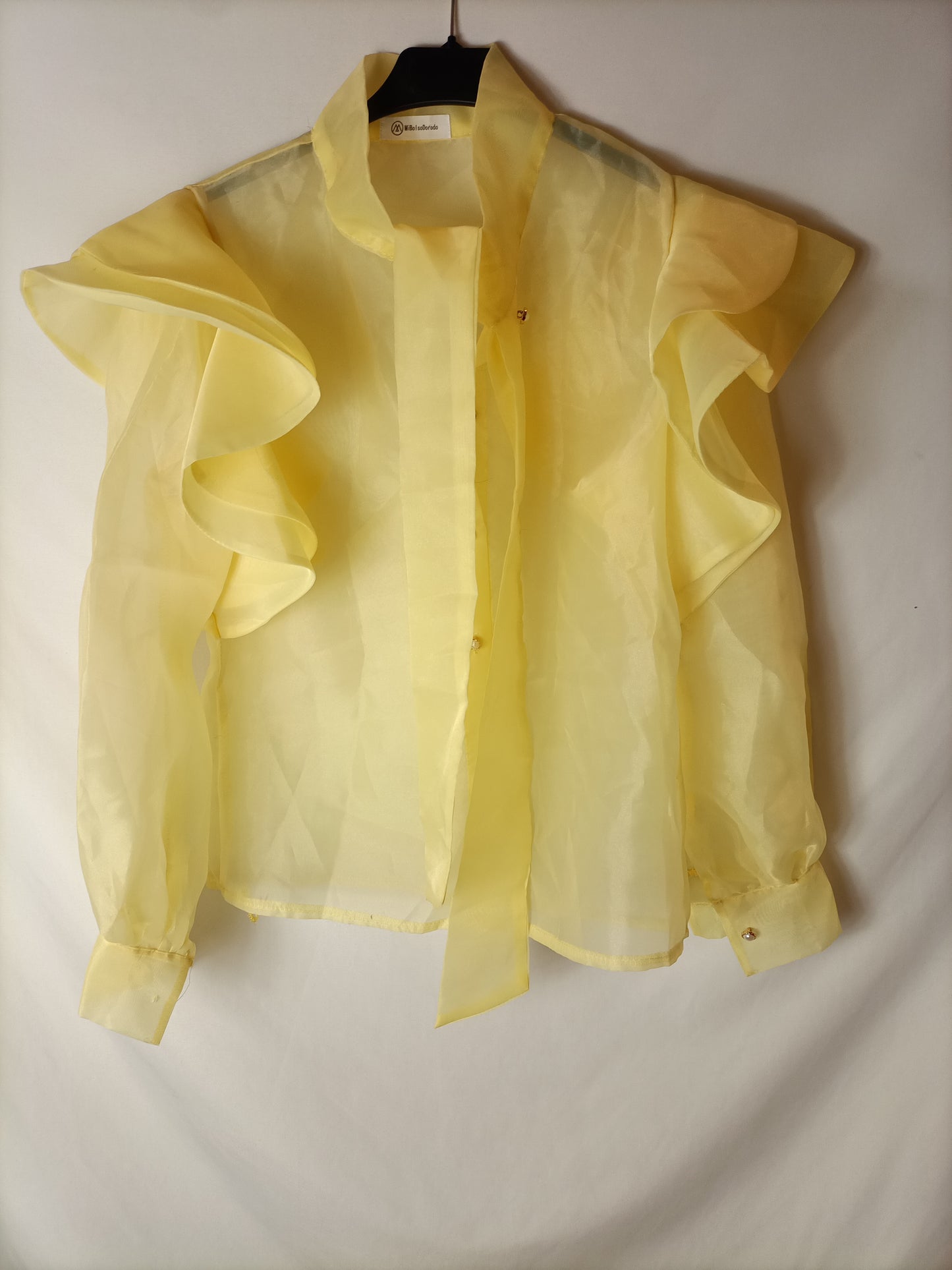 MIBOLSODORO. Blusa amarrilla volantes T.u(s/m)