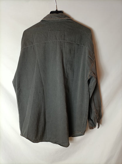 PULL&BEAR. Sobrecamisa/camisa denim gris T.s