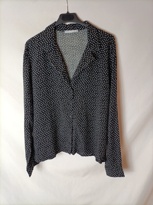 LEFTIES. Blusa negra lunares T.l
