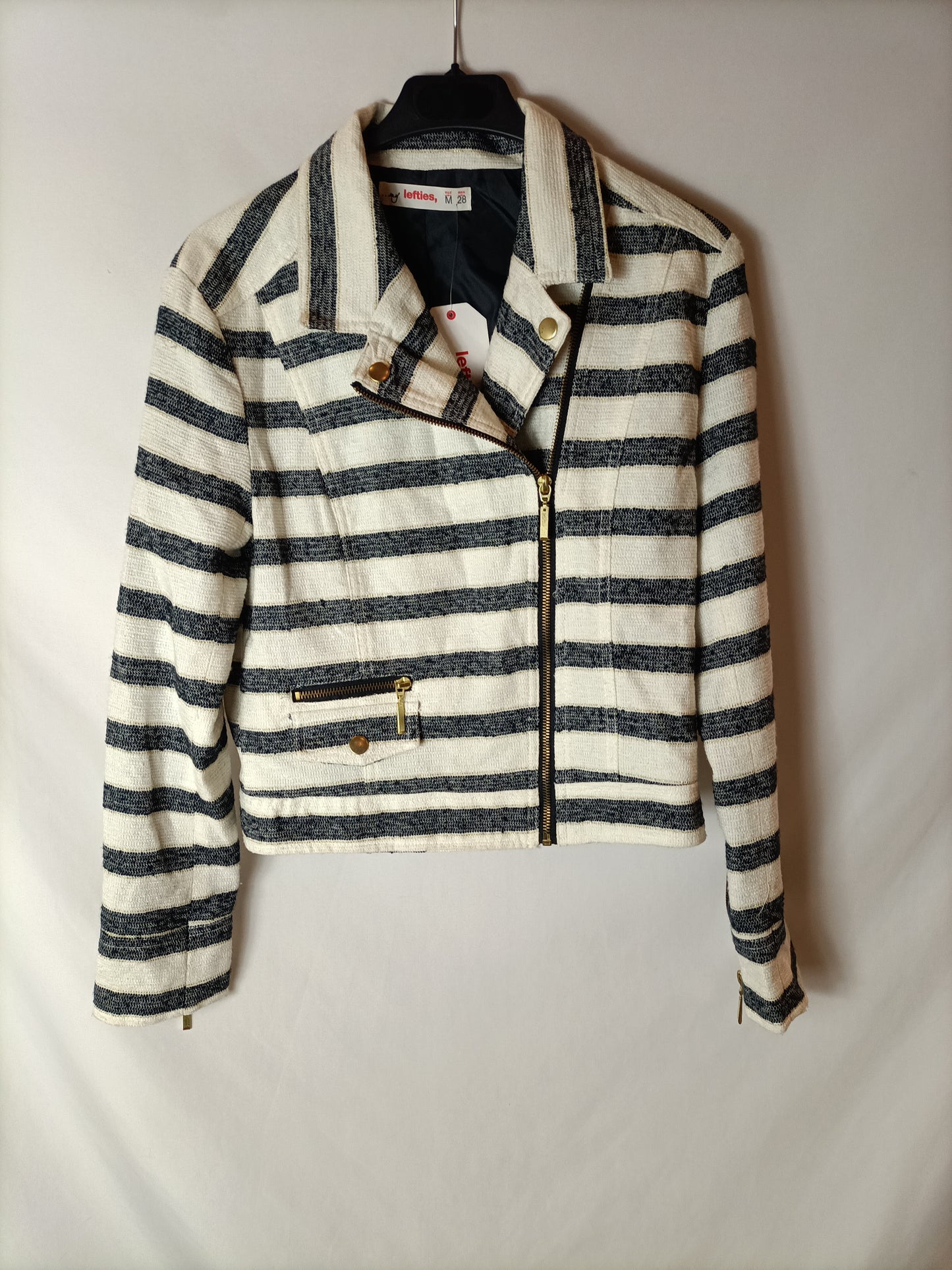 LEFTIES. Beige and white striped jacket Tm