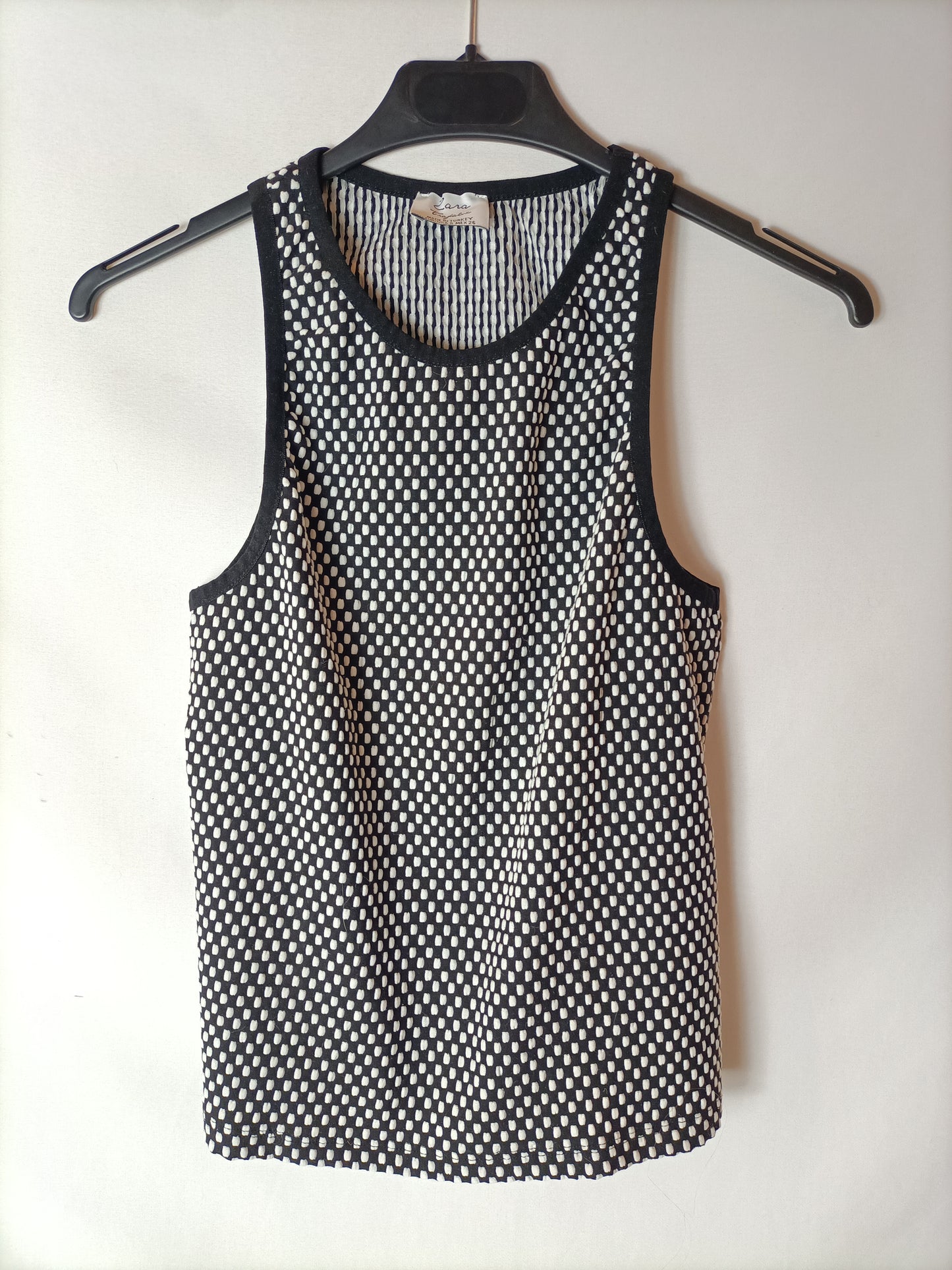 ZARA. Black plumeti Ts top