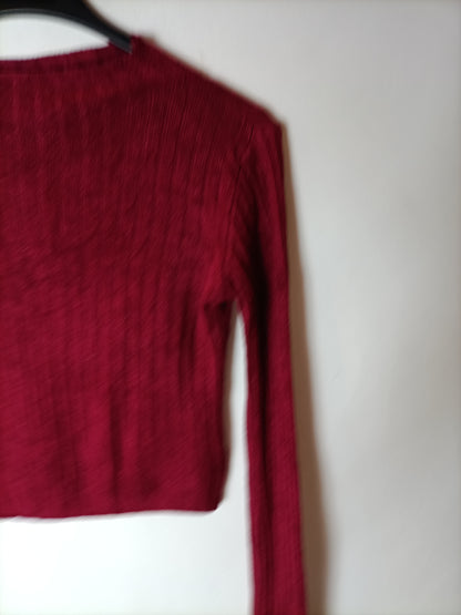 OTRAS. Jersey canalé crop burdeos. T S