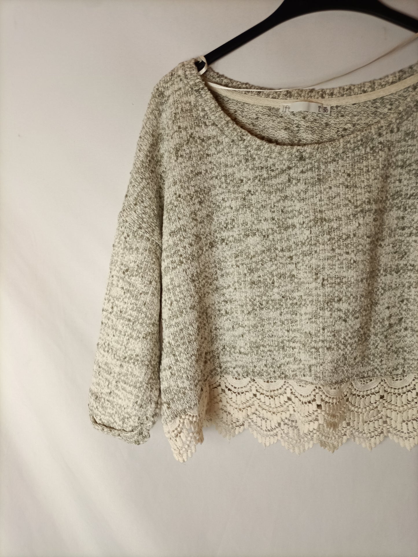 LEFTIES. Jersey corto jaspeado encaje. T L