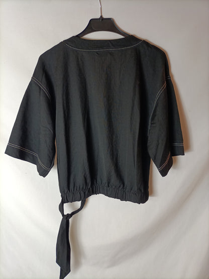 BERSHKA. Black flowy bow top. TS