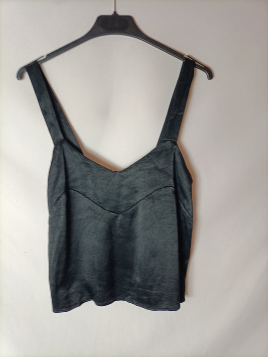 ZARA. Top negro satinado . T XS