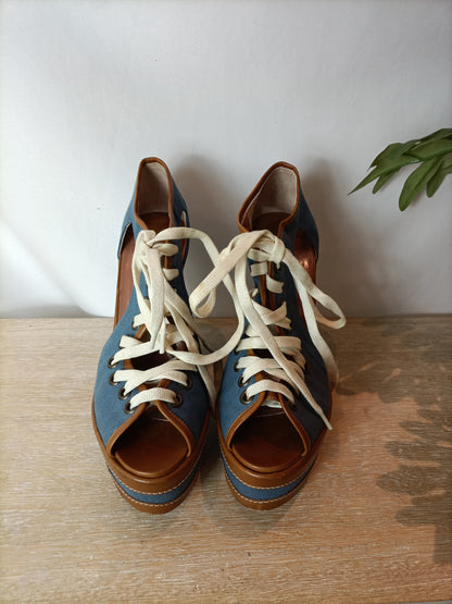 RODOLPHE MENUDIER.  Cuñas azules cordones. T 37
