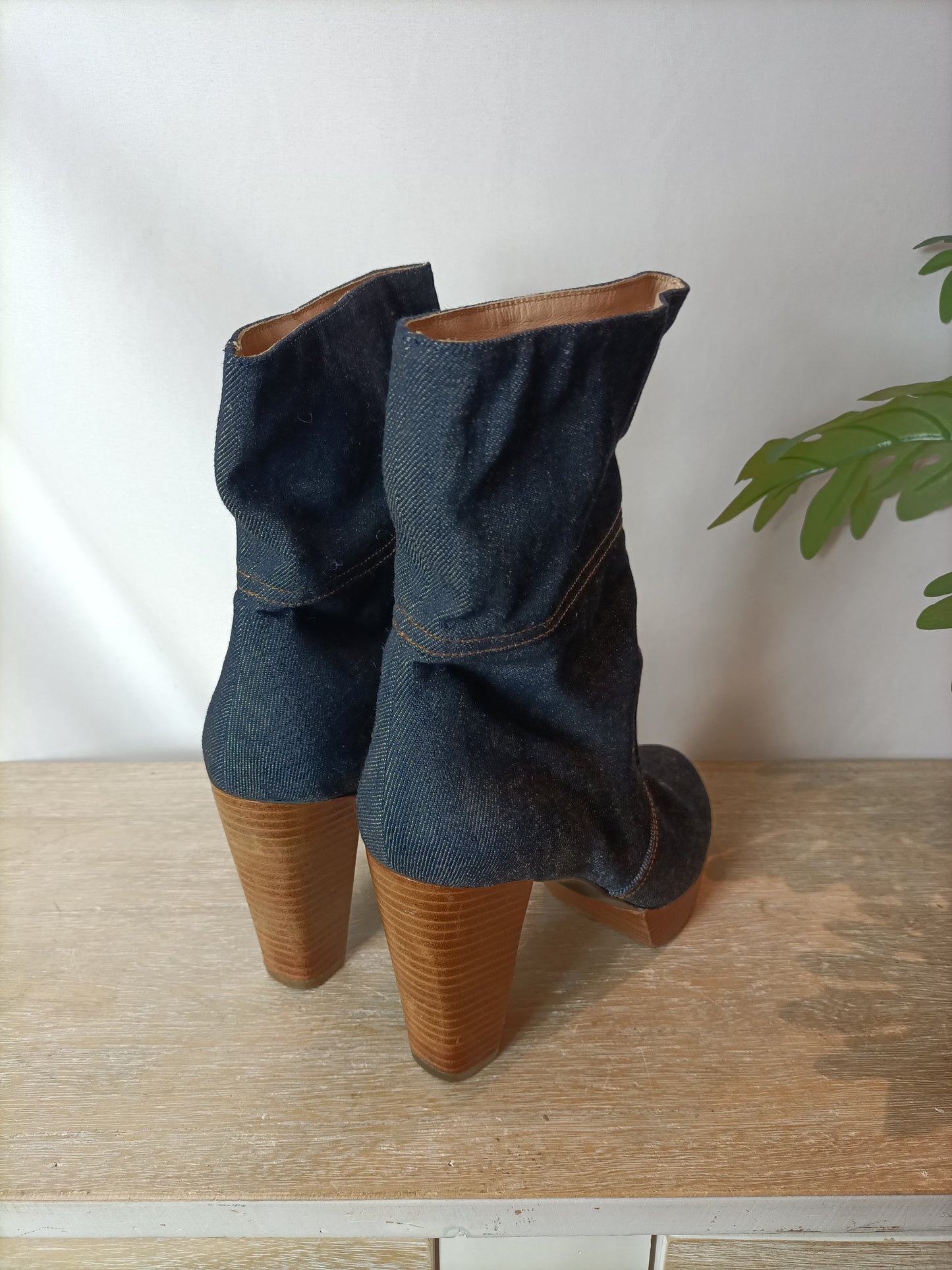 ROBERT CLERGERIE . Botines plataforma tejido denim. T 36