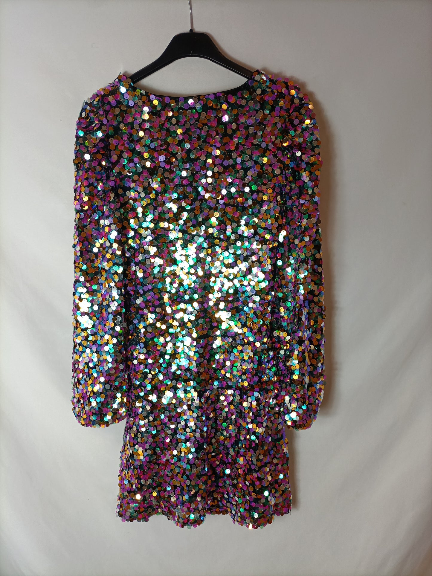 ZARA. Vestido lentejuelas multicolor. T XS